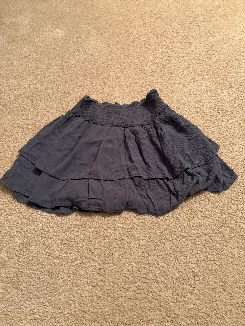 Hollister Navy Blue Smocked Waist Tiered Skirt